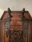 Antique Victorian Carved Wood   Brass Coal Box all Original-excellent