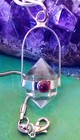 Herkimer Diamond Pendant With Red Garnet And Silver Chain  Herkimer Pendant