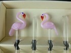 Vintage Glass Swizzle Sticks Lot 2 Flamingo Dice Drink Stirrers Mcm Style