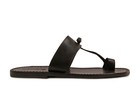 Handmade Black Genuine Leather Thong Sandals For Mens Made In Italy