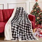 Sherpa Fleece Throw Blanket  Super Soft Warm Buffalo Plaid Throw-50 x60  Black