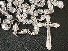 Vintage Catholic Rosary Clear Glass Beads Silver Tone Crucifix Mother Mary Italy