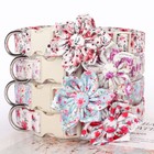 Floral Print Dog Collar Adjustable Nylon Pet Neck Strap With Cute Flower Studded