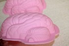 Lot Of 2 - 8 5  Brain Shape 3-d Pink Silicone Jell-o   Molds  Party Halloween