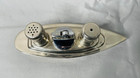 Vintage Silver Tone Ship Table Lighter - Salt   Pepper