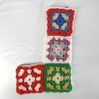 Vintage Granny Square Christmas Stocking Crocheted Handmade Cottagecore Grandmab