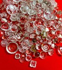 Huge  1 Lb Antique Glass Buttons Lot Art Deco Crystal Sew Thru Sets Faceted Vtg