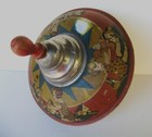      Vintage Choral Girls Playing Spinning Top Tin Litho Toy Large 9 