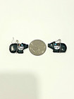 Charming Vintage Bear Shaped Zuni Indian Jet Fetish Earrings With Sun Face Inlay