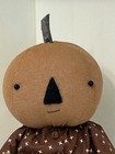 9  Handmade Primitive Fall Halloween Pumpkin Head Doll With Greens In Pocket