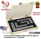 New 2 3 4   6   Engineers Square Set 4pcs Squares In Wooden Case Try Square Usa