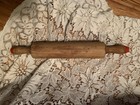 Vintage Wooden Rolling Pin Red Stripe Handle Rustic Farmhouse 16in L