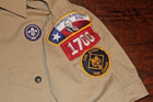 Boy Scouts Of America Bsa Men s Shirt Tan X-large Xl Sewn Patches Short Sleeve