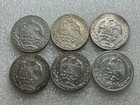 Lot Of 6 X Mexico Cap   Rays Silver 8 Reales Peso 1876 - 1909 Free Shipping