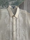 On  simus Long-sleeved Barong Tagalog Featuring Intricate Beige Embroidery 