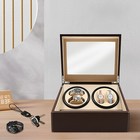 4 6 Automatic Rotation Leather Wood Watch Winder Storage Box Display Case