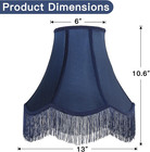 Blue Silk Bell Lamp Shades Set Of 2  Petal Edge With Blue Fringe  Victorian Scal