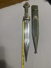 Antique Caucasian Kindjal Dagger     All Metal     Engraved Sheath   Wire Grip