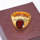 Garnet Oval Cut With 925 Sterling Silver Gold Plated Ring For Men s  b96