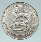 1906 Great Britain Edward Vii Uk Antique Vintage Old Silver Shilling Coin I91510