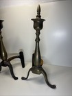 Vtg Federal Style Brass Cast Iron Fireplace Andirons Log Holder Fire Dogs 19   