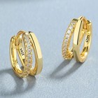 Gold Plated Double Hoop Earrings Stainless Steel Cz Cartilage Lobe Women