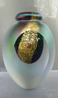 Signed 1993 Robert Eickholt Iridescent Glass Gold Foil Perfume Bottle No Stopper