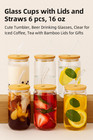 Glass Cups With Bamboo Lids   Straws 6 Pack  16oz Iced Coffee Tumbler Set