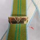 Vintage Police Brace Work Suspenders Green Yellow Striped Gold Tone Clips Usa