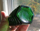 Deep Green S p  stickney   Poor  1888 Spiral Ring 6 Sided Peppersauce Bottle