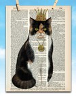 Upcycled Dictionary Art - My Cat Is King - 8 5x11 Unframed Dictionary Art - Cat