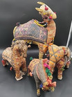 4 Vtg Colorful Folk Art Rajasthani India Embroidered Horse  Camel   Elephant Lot