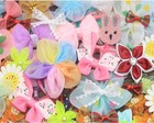 100 Pcs Satin Organza Ribbon Bows Flower Lace Patches Bead Mixed Appliques