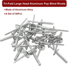 50pcs Aluminum Tri-fold Exploding Pop Rivets 3 16 Large Flange 3 16  x 1   Large
