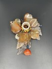 Vintage Chinese Carved Jade Stone Lotus Flower Candle Holder Pair Handcrafted