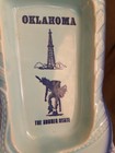 Rare Blue Vintage Oklahoma Souvenir Boot Shaped Wall Hanging Trinket Dish
