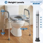 Raised Toilet Seat W handles Padded Arms Adjustable Height   Width Storage Bag