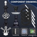 Hookah Set With Everything 4 Hose  22  Premium Hookah Shisha Set With Glass V   