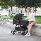 Convertible 3-in-1 Baby Stroller With Reversible Seat   Canopy - Black