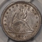 1845 25c Liberty Seated Quarter Pcgs Au53  cac 