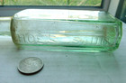 Stunning Victorian 8 Sided Aqua Sauce Embossed  Hoe s Sauce On Both Sides