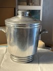 Vtg Hammered Aluminum Ice Bucket W lid   Rings Made In Italy Bb-501 Mid-century