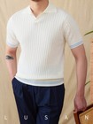 Mens Short Sleeve Slim Fit Pullover Knitted T Shirts Tops Summer Business Casual