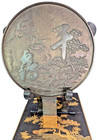  Japanese Meiji Era Bronze Mirror On The Lacquered Stand  Chest Of Drawers 