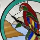 Leaded Stained Glass Parrot Window 13    Round Stunning Design Boho Island Style