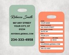 Personalized Luggage Tag Any Name address With Free Clear Strap  set Of 4 