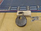 Antique vintage Miller Champion 6 Lever Push Key Pancake Padlock    W key  12-6
