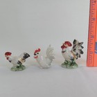 3 Vintage Ceramic Rooster Chicken Figurines Set Read Farm Animal Decor Farmhouse