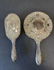 Vintage Ornate Silver-tone Vanity Set Hand Mirror   Hair Brush 2-piece