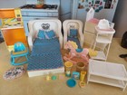 Vtg Barbie Dream House Furniture Lot Wicker White Patio Chair Sofa Baby Nursery